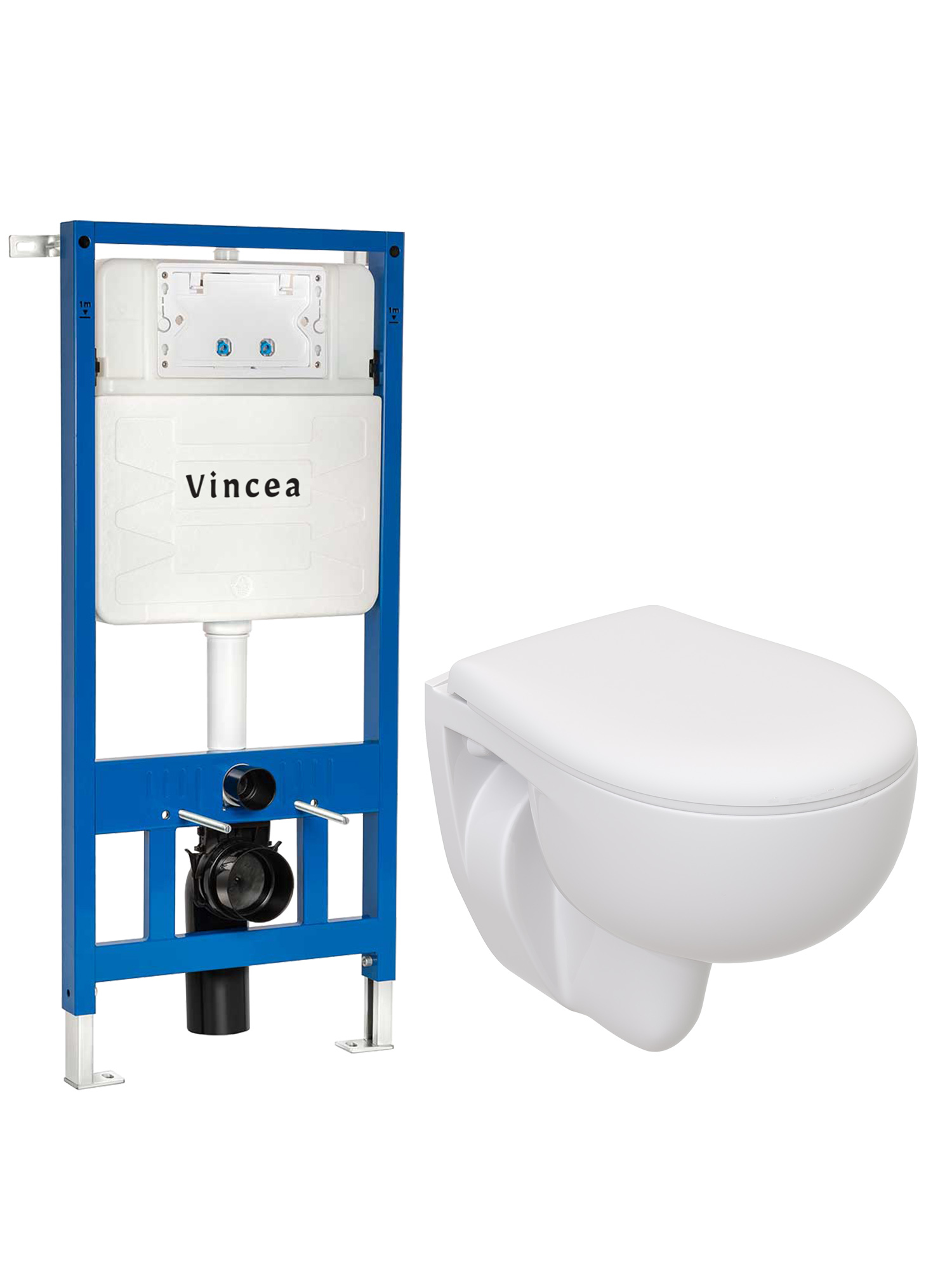 Комплект 3 в 1 Унитаз подвесной Seramiksan Natura A051041H + Сиденье AG50002 + Инсталляция Vincea VIS-601