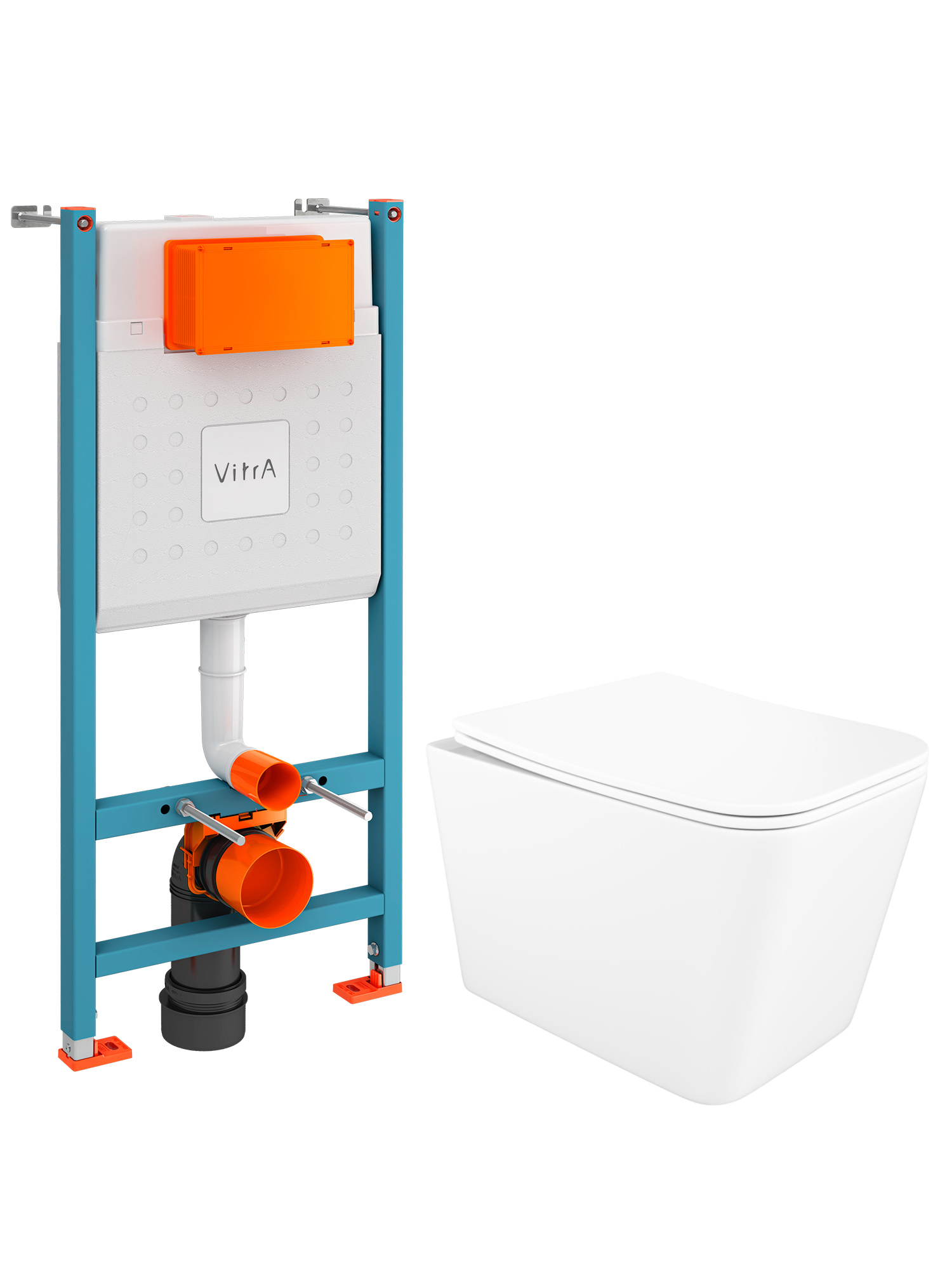 Комплект 4 в 1: Инсталляция VitrA V-Fix Core 732-5800-01 + Унитаз подвесной STWORKI Молде S23401WH + Сиденье с микролифтом + Комплект креплений