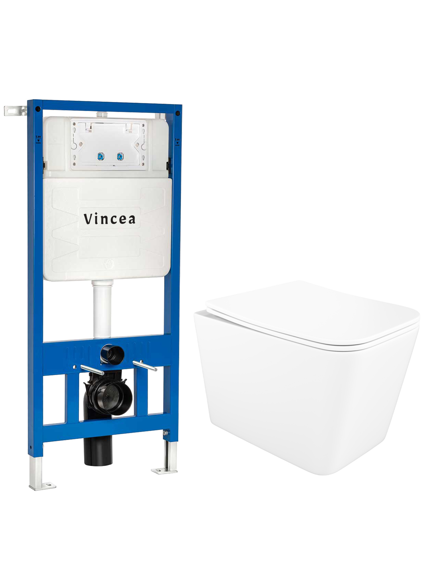 Комплект 4 в 1: Инсталляция Vincea VIS-601 + Унитаз подвесной STWORKI Молде S23401WH + Сиденье с микролифтом + Комплект креплений