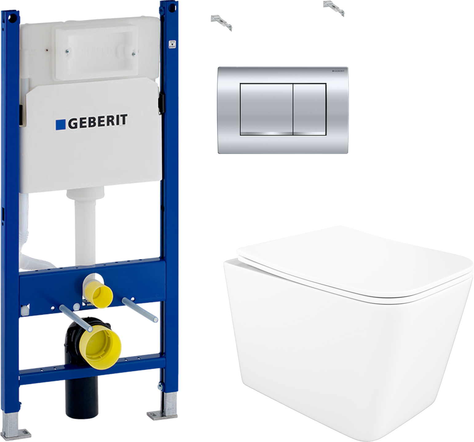 Комплект 5 в 1 Унитаз подвесной STWORKI Молде S23401WH + Инсталляция с кнопкой Geberit Duofix 458.163.21.1 + Крышка-сиденье