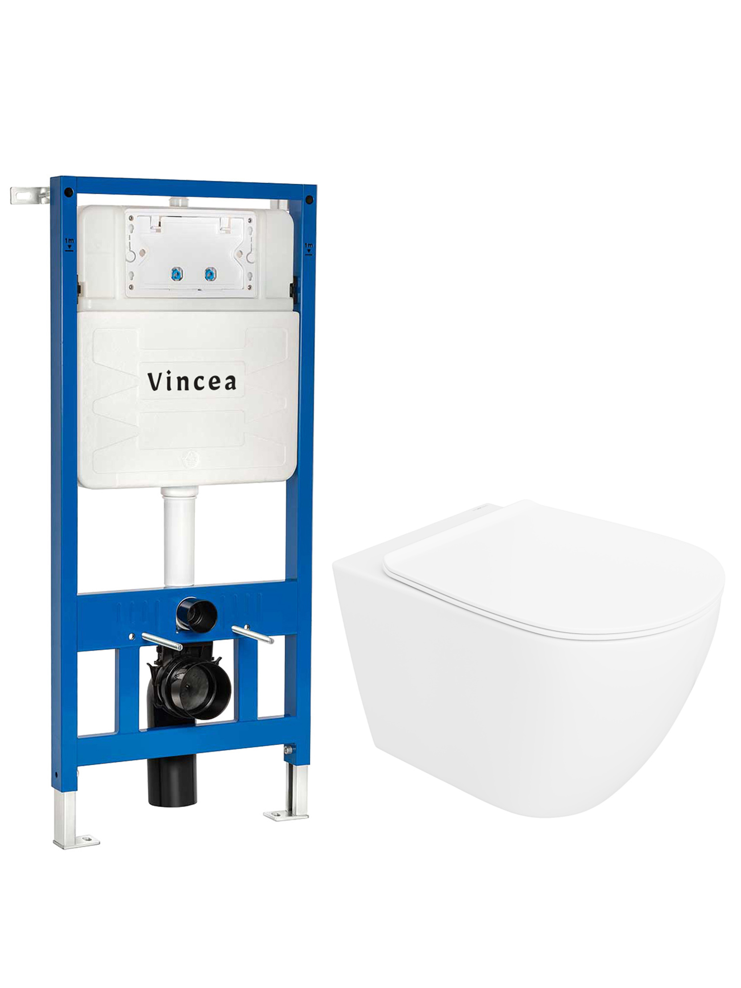 Комплект 3 в 1: Инсталляция Vincea VIS-601 + Унитаз подвесной STWORKI Готланд S13401WH безободковый, с микролифтом + Комплект креплений