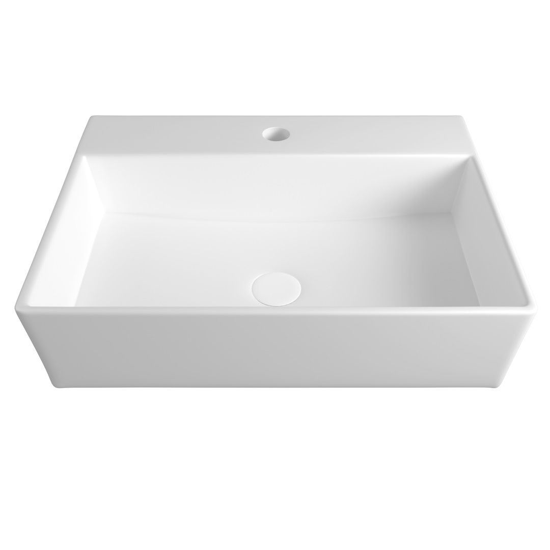 Накладная раковина STWORKI Копенгаген CO50005 56 с полочкой под смеситель, белая, прямоугольная