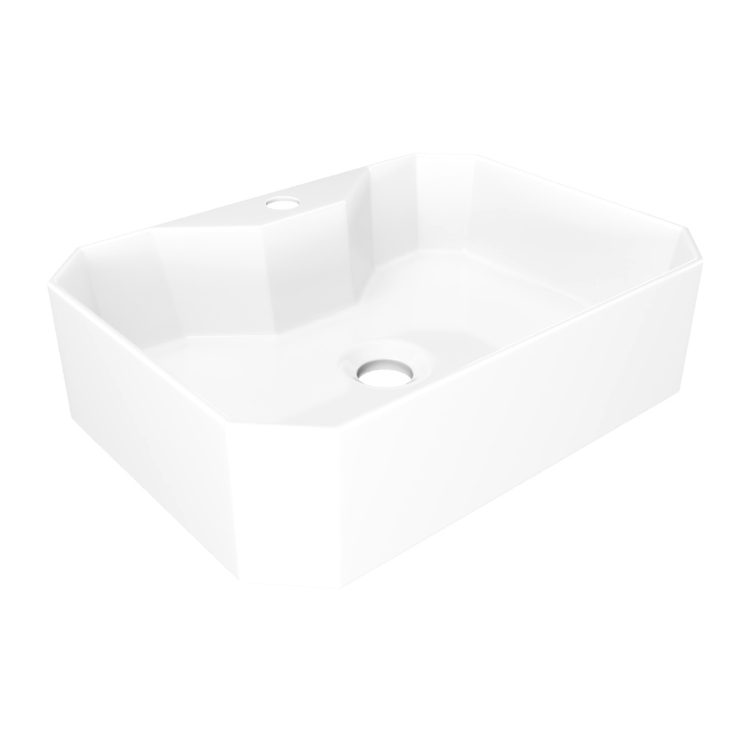 Накладная раковина STWORKI Копенгаген CO51201 50 глянцевая белая, прямоугольная, с 1 отверстием под смеситель