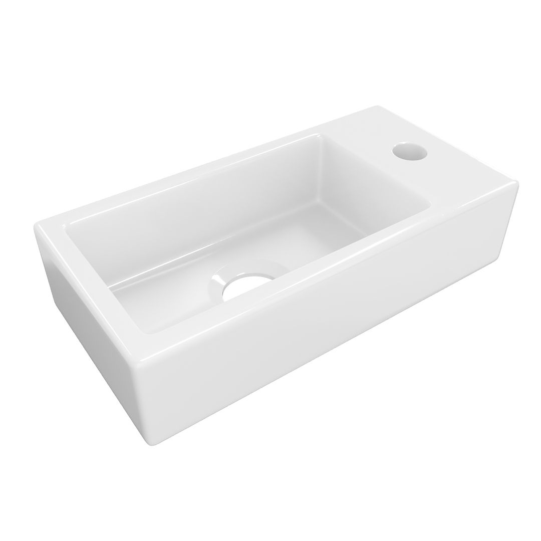 Раковина маленькая в туалет STWORKI Копенгаген CO50905 37 правая глянцевая белая, прямоугольная