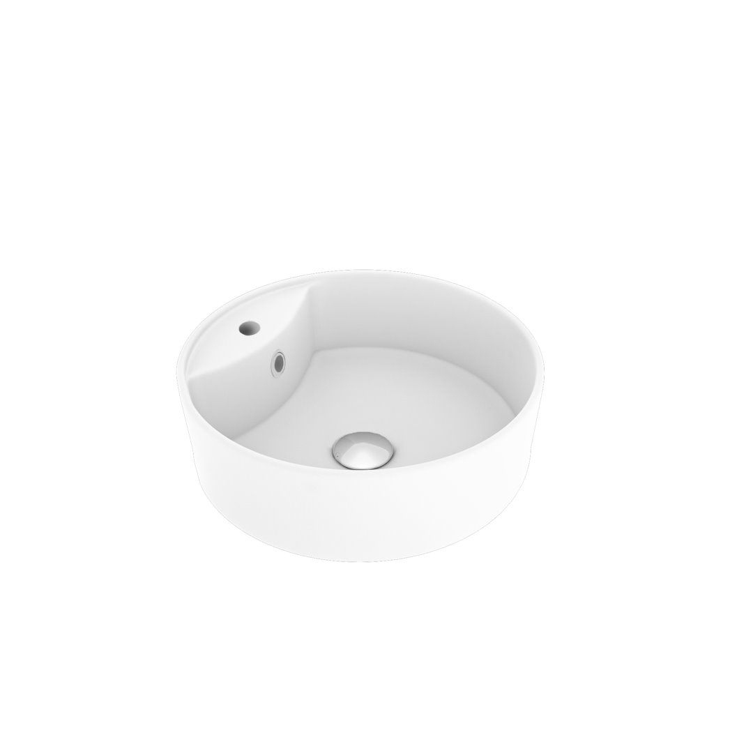 Накладная раковина STWORKI Копенгаген CO50191 D40 с полочкой под смеситель, матовая белая, круглая