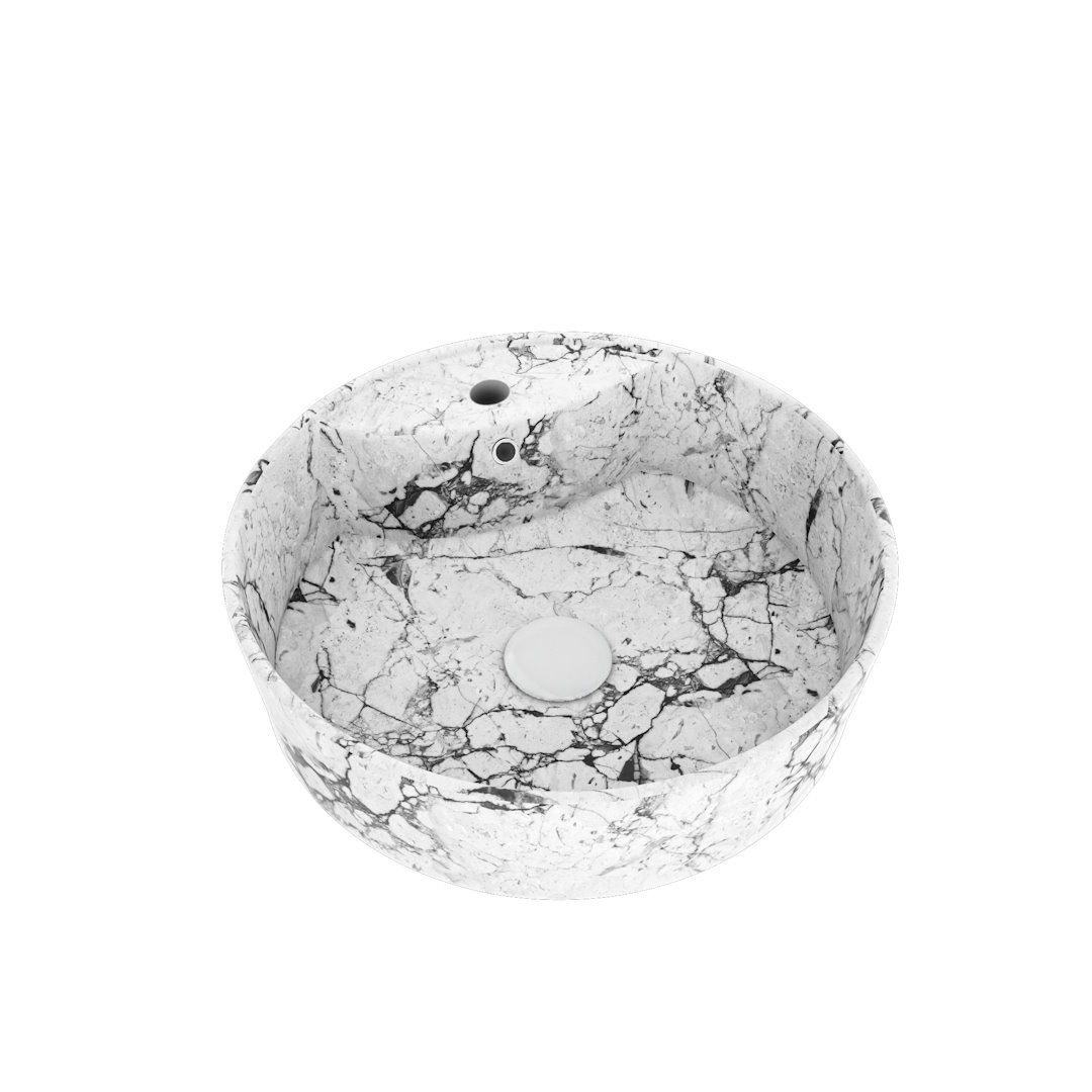 Накладная раковина STWORKI Копенгаген CO50193 D40 с полочкой под смеситель, мрамор белый, круглая