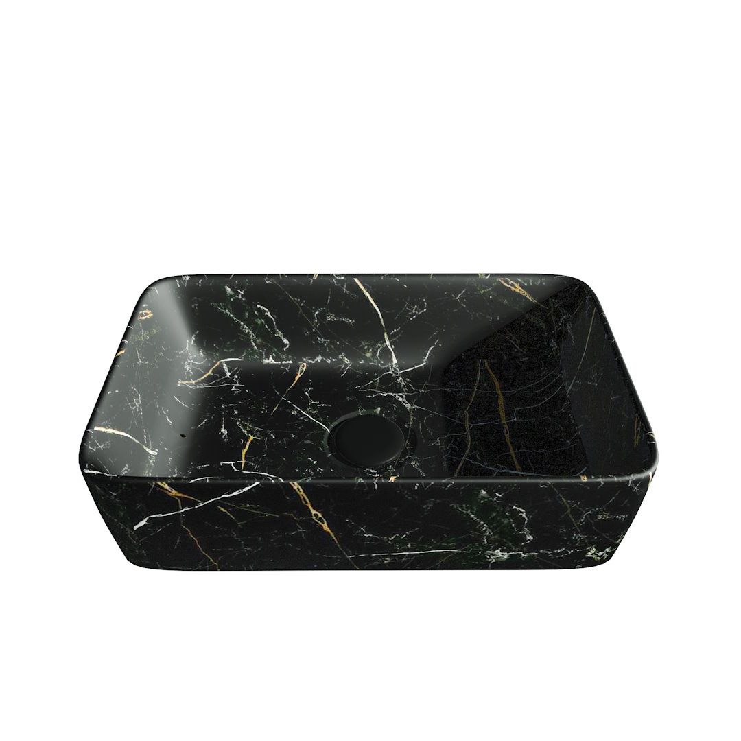 Накладная раковина STWORKI Копенгаген CO50295 50 черный мрамор, прямоугольная