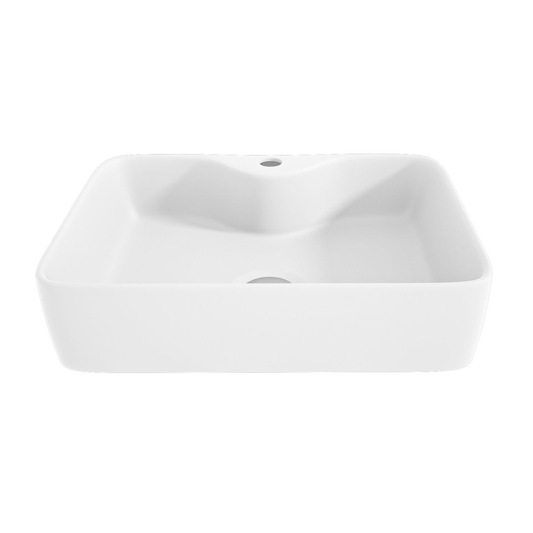 Накладная раковина STWORKI Копенгаген CO50296 48 с полочкой под смеситель, белая, прямоугольная