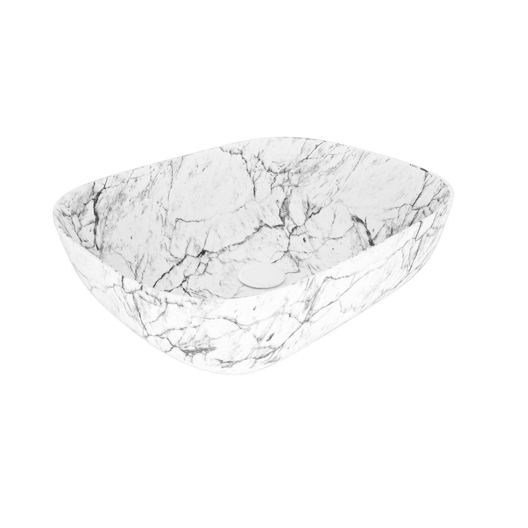 Накладная раковина STWORKI Копенгаген CO50393 50 мрамор белый, прямоугольная