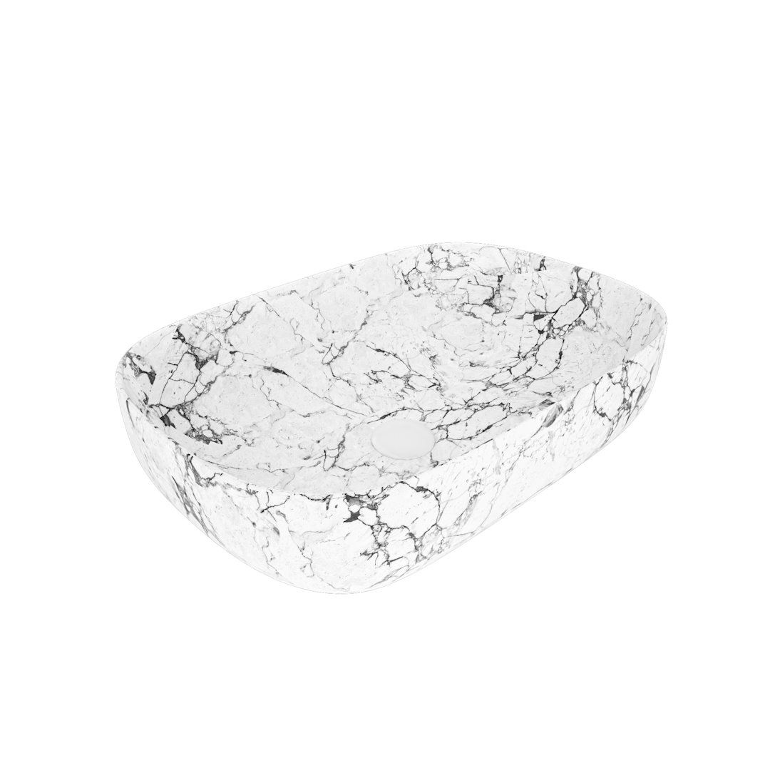 Накладная раковина STWORKI Копенгаген CO50398 60 мрамор белый, прямоугольная