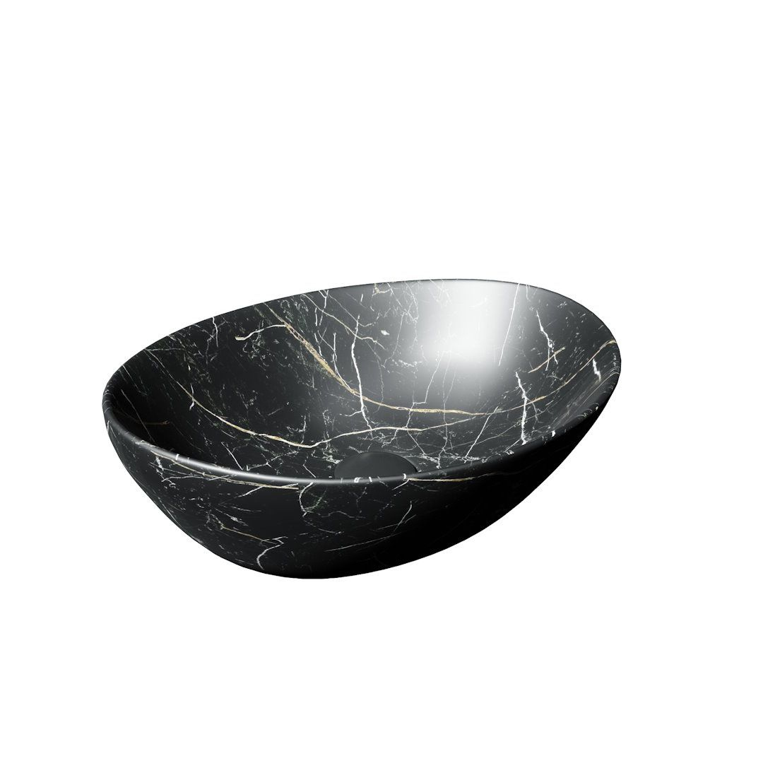 Накладная раковина STWORKI Копенгаген CO50496 40 мрамор черный, овальная