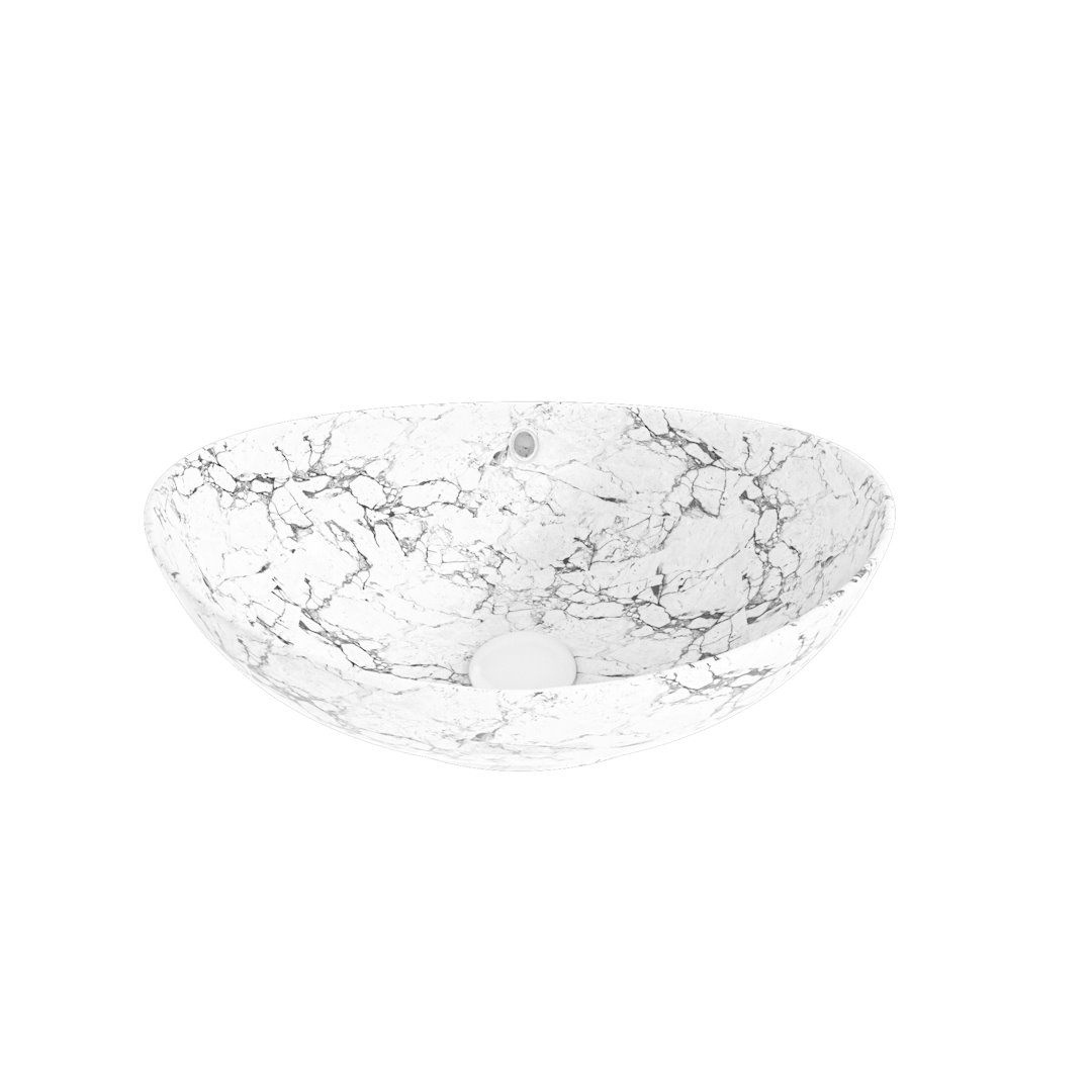 Накладная раковина STWORKI Копенгаген CO50498 60 мрамор белый, овальная