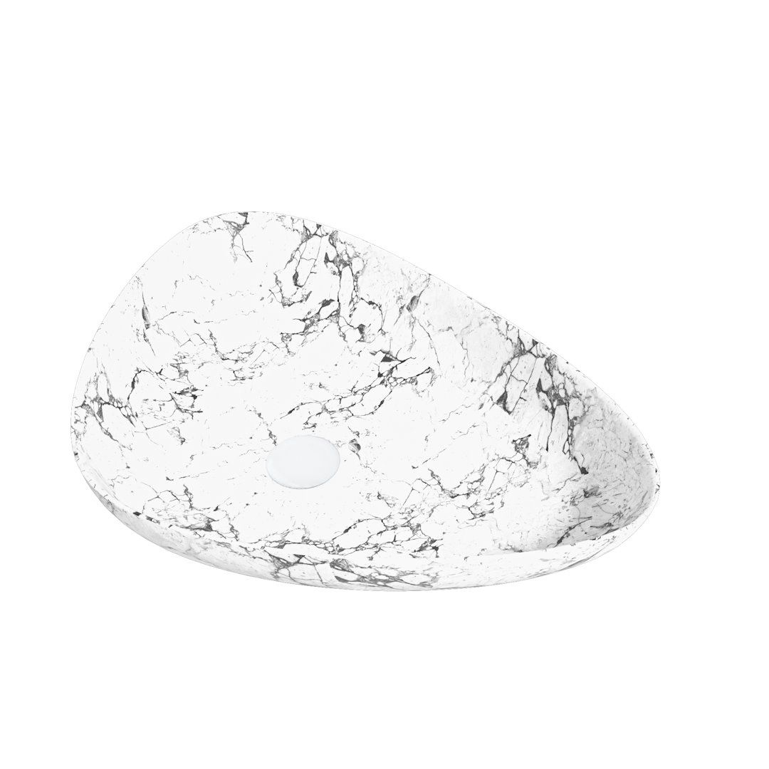 Накладная раковина STWORKI Копенгаген CO50598 60 мрамор белый, овальная