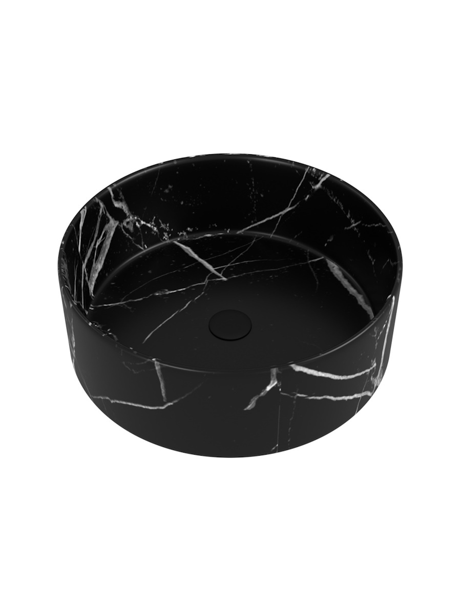 Накладная раковина STWORKI Копенгаген CO50183 D35т матовый черный мрамор, круглая
