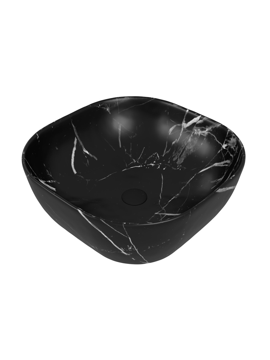 Накладная раковина STWORKI Копенгаген CO50383 41 матовый черный мрамор, квадратная