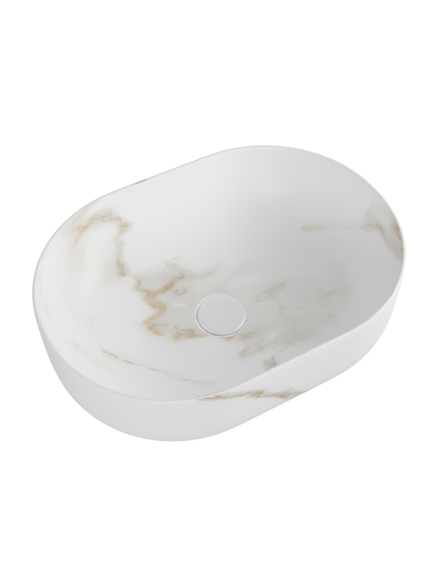 Накладная раковина STWORKI Копенгаген CO50386 48 матовый белый мрамор, овальная