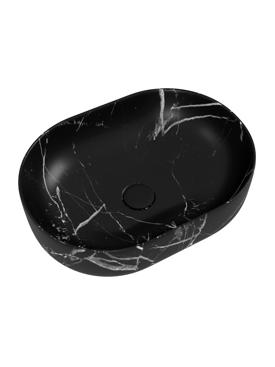 Накладная раковина STWORKI Копенгаген CO50387 48 матовый черный мрамор, овальная