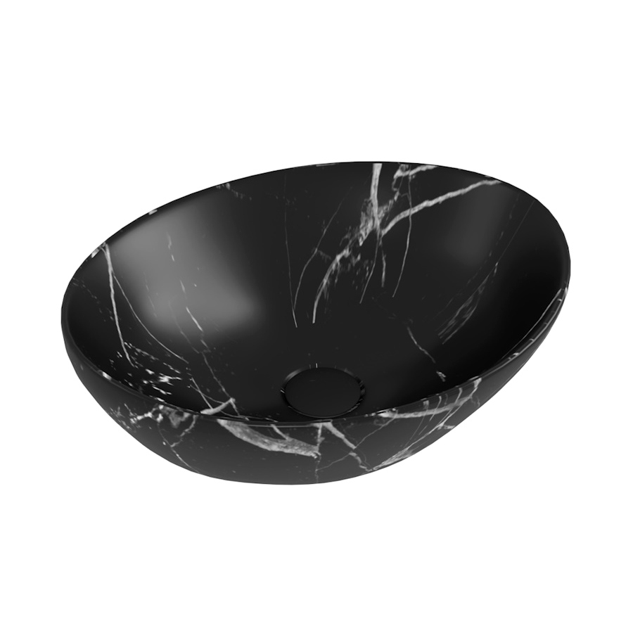 Накладная раковина STWORKI Копенгаген CO50483 матовый черный мрамор, овальная