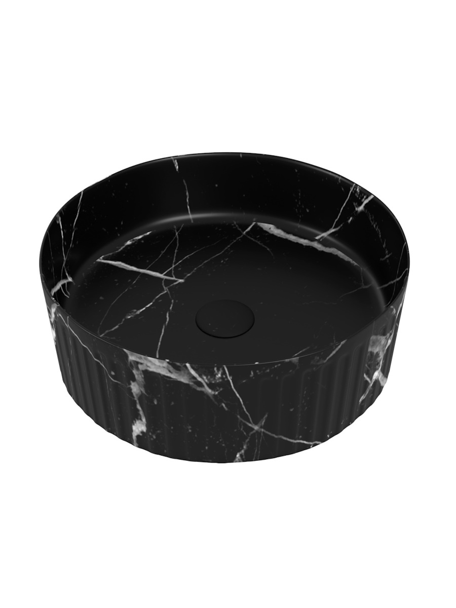 Накладная раковина STWORKI Копенгаген CO52183 D37 матовый черный мрамор, круглая