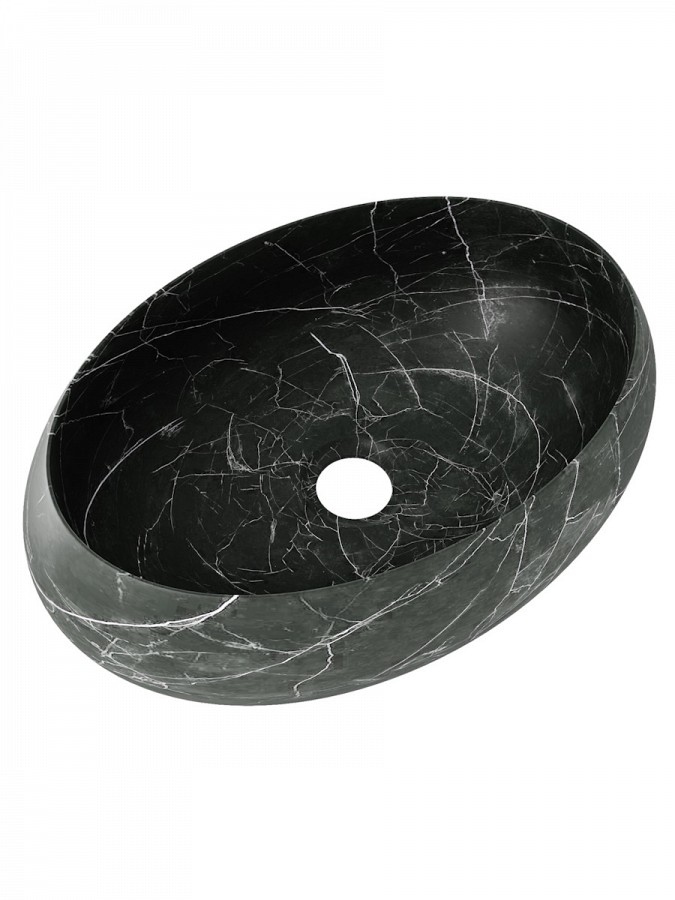 Накладная раковина STWORKI Копенгаген CO51304 48 черный мрамор, овальная