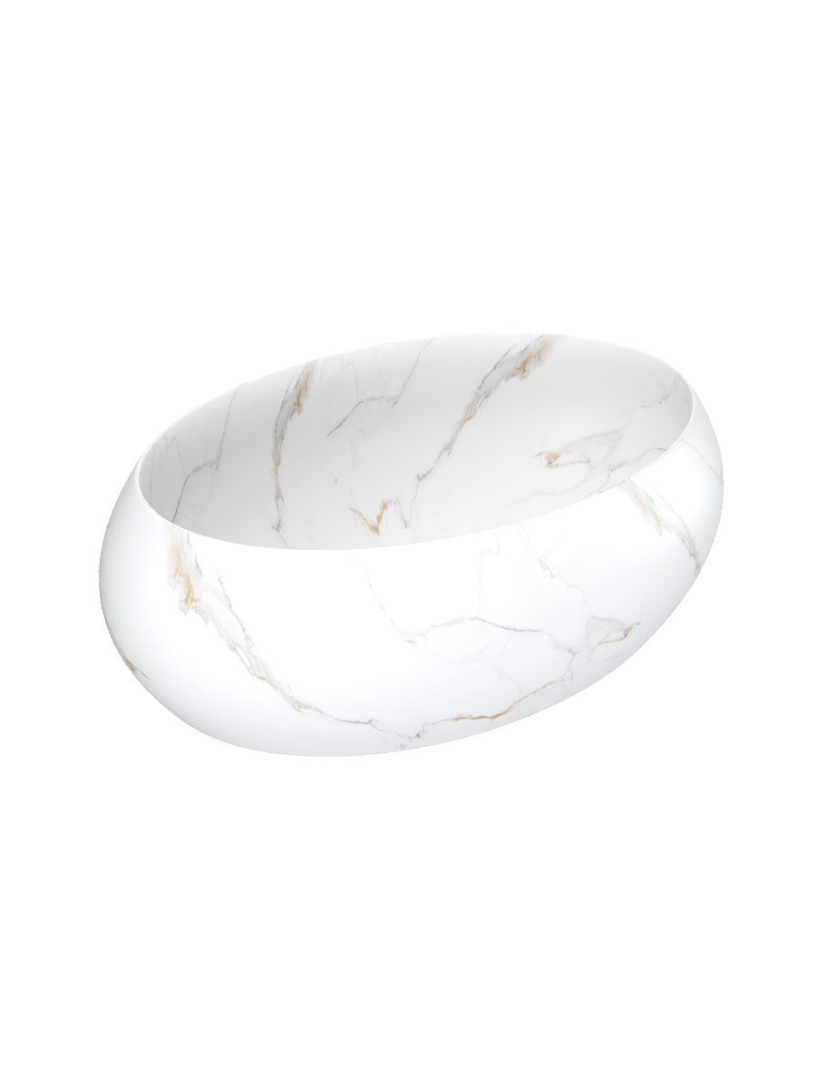 Накладная раковина STWORKI Копенгаген CO51307 48 белый мрамор, овальная