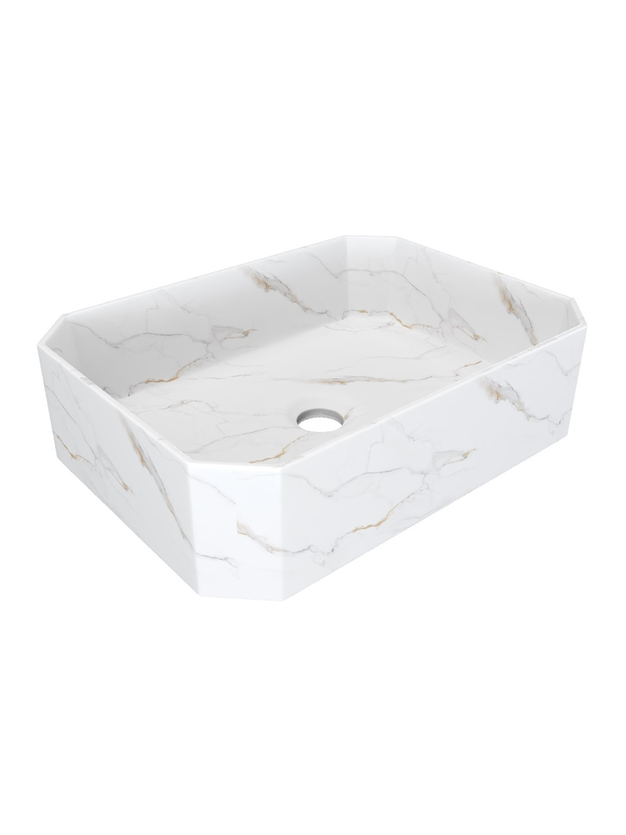 Накладная раковина STWORKI Копенгаген CO51205 50 белый мрамор, прямоугольная