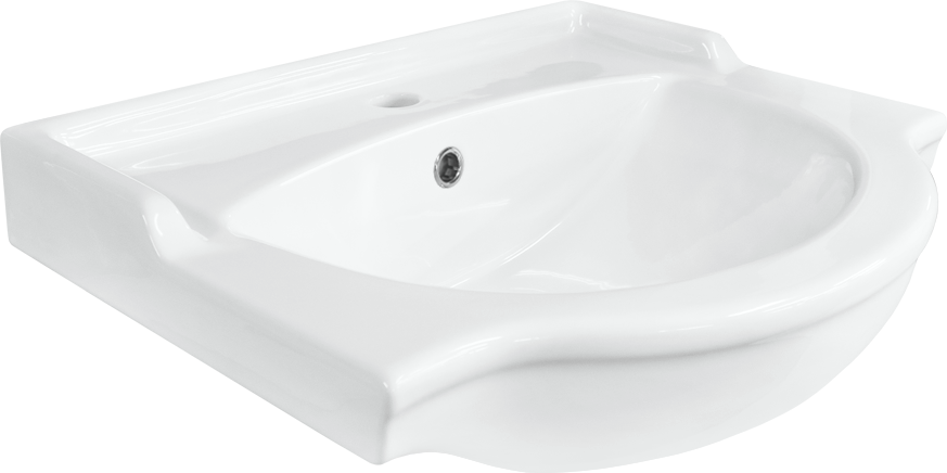 Мебельная раковина Sanita Реал 57 накладная, глянцевая белая, полукруглая, фарфор