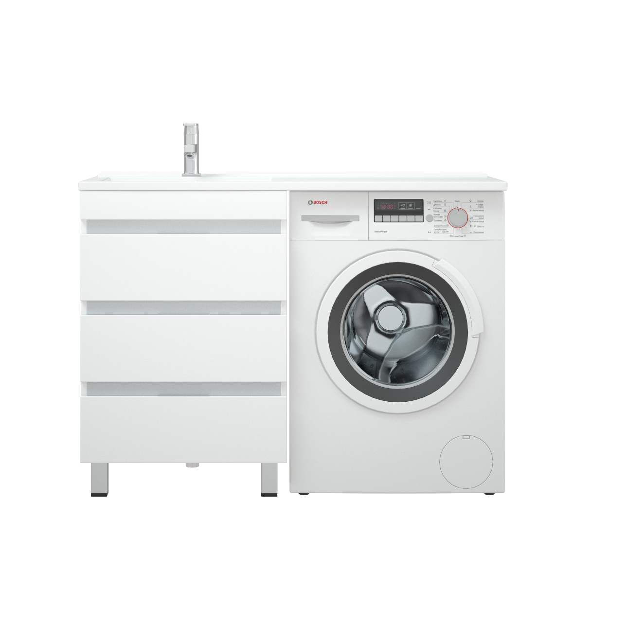 Тумба под раковину без столешницы Corozo Джерси 50 под стиральную машину, напольная, глянцевая белая