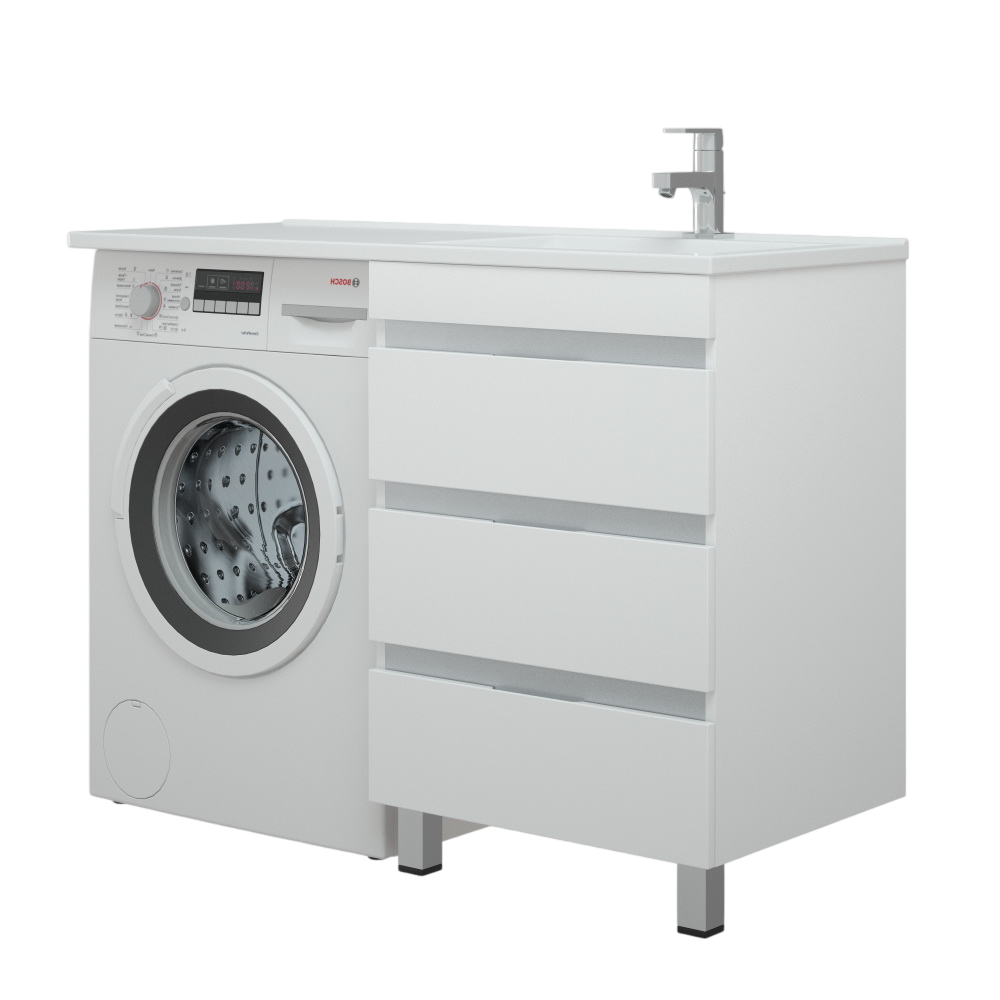 Тумба с раковиной Corozo Джерси R 50 напольная. белая, под стиральную машину