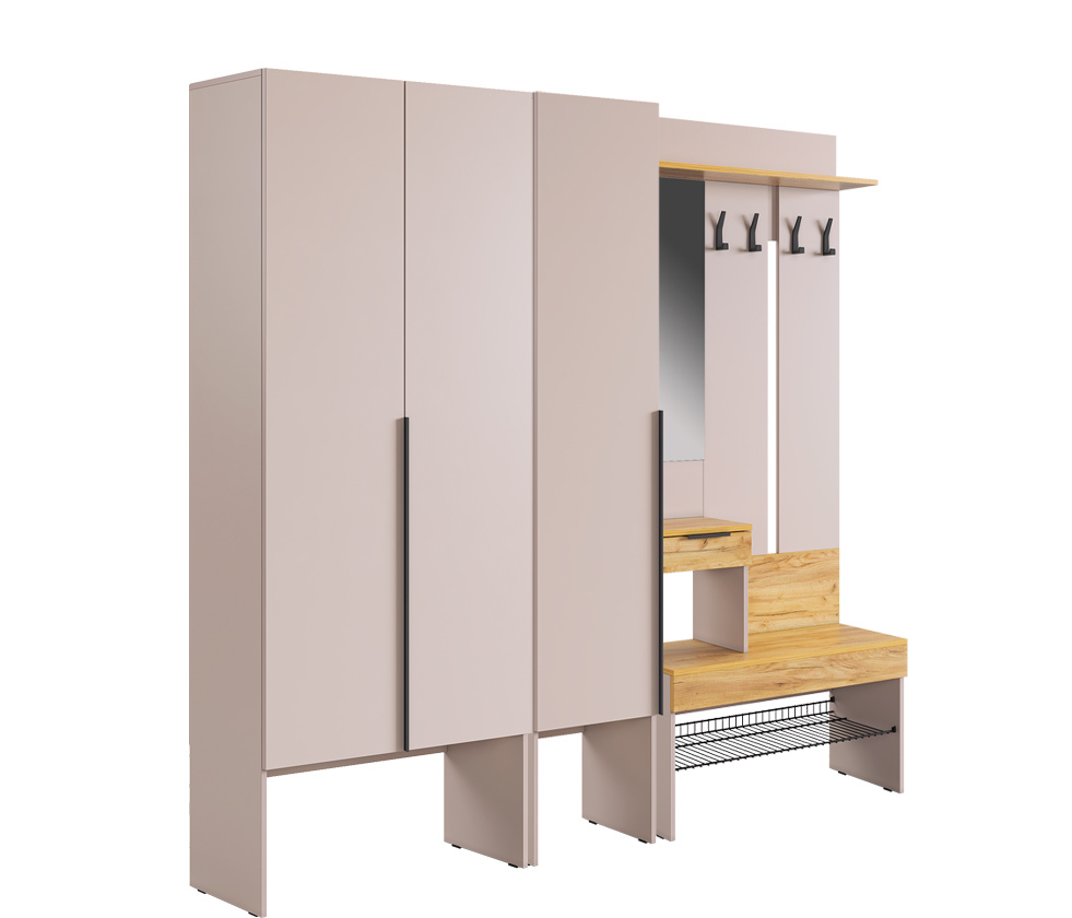 Модульная прихожая Mebelson Баско К11 кашемир, дуб крафт золотой