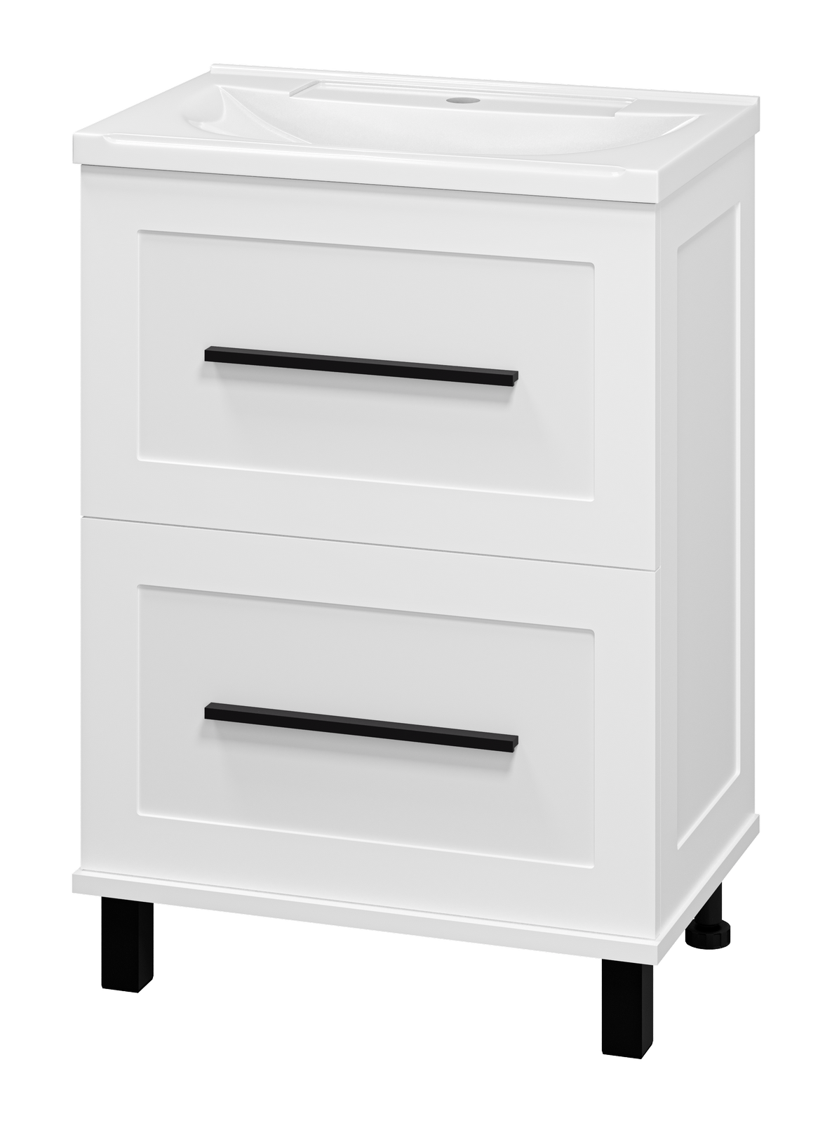 Тумба с раковиной Misty Модерн 60 напольная, матовая белая