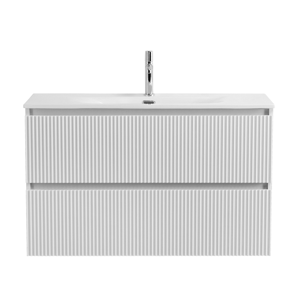 Тумба с раковиной BelBagno Uno 100 подвесная, 2 ящика, bianco opaco