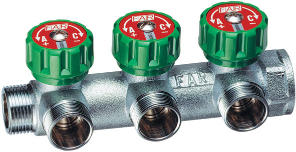 Коллектор FAR FK 3850 C34 3/4" НР x 3/4" ВР, 3 выхода М24х19 FAR