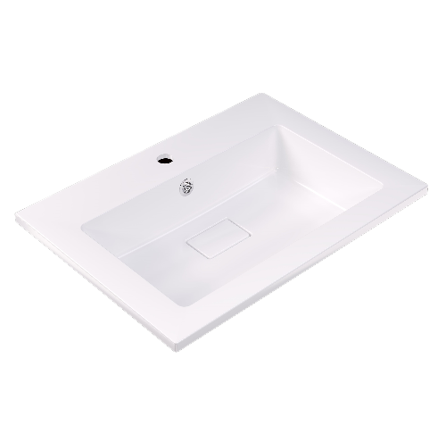 Мебельная раковина Florentina Ромо накладная, глянцевая белая, прямоугольная, литьевой мрамор