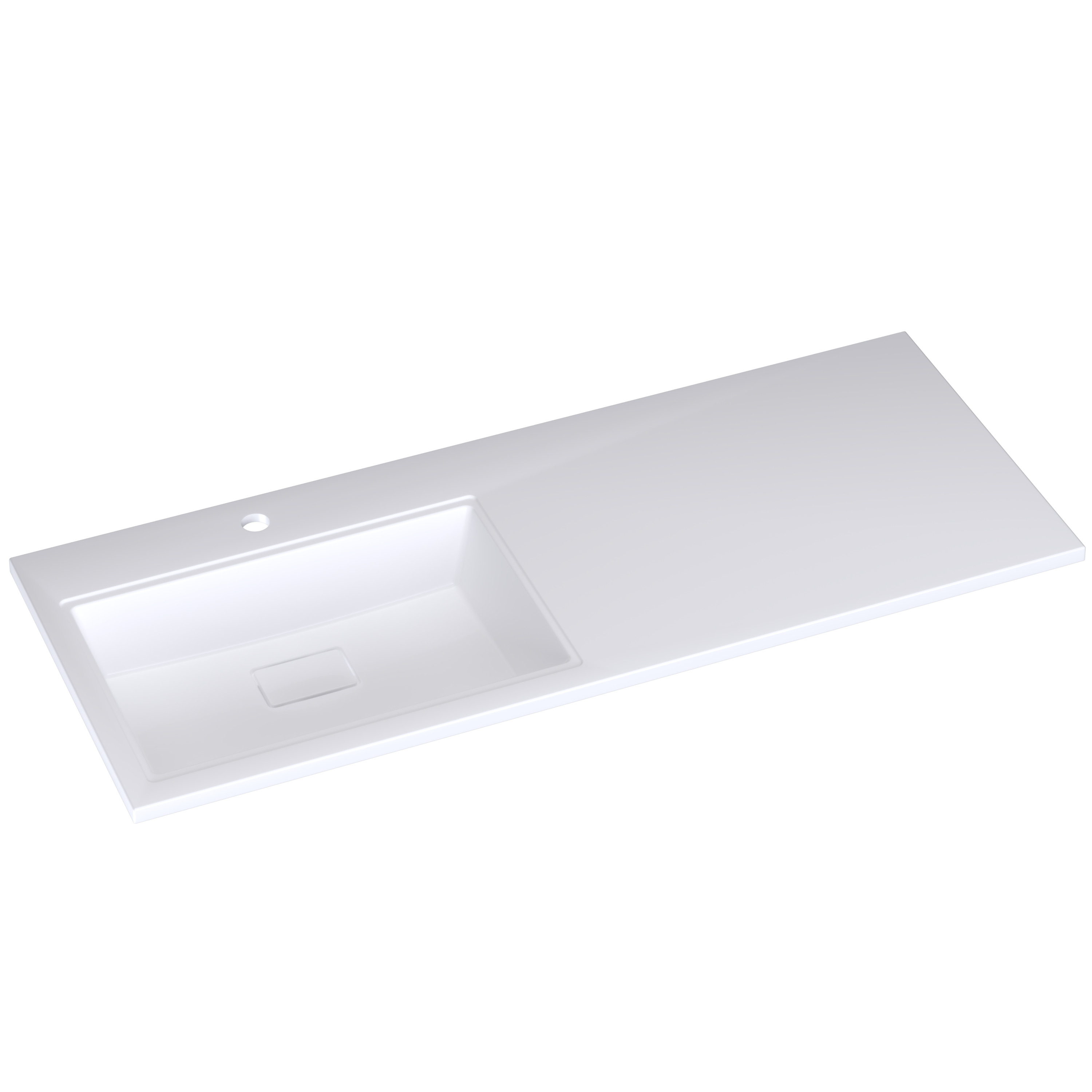 Раковина над стиральной машиной Florentina Беллиссимо 100L глянцевая белая, прямоугольная, литьевой мрамор, со столешницей справа, с кронштейном