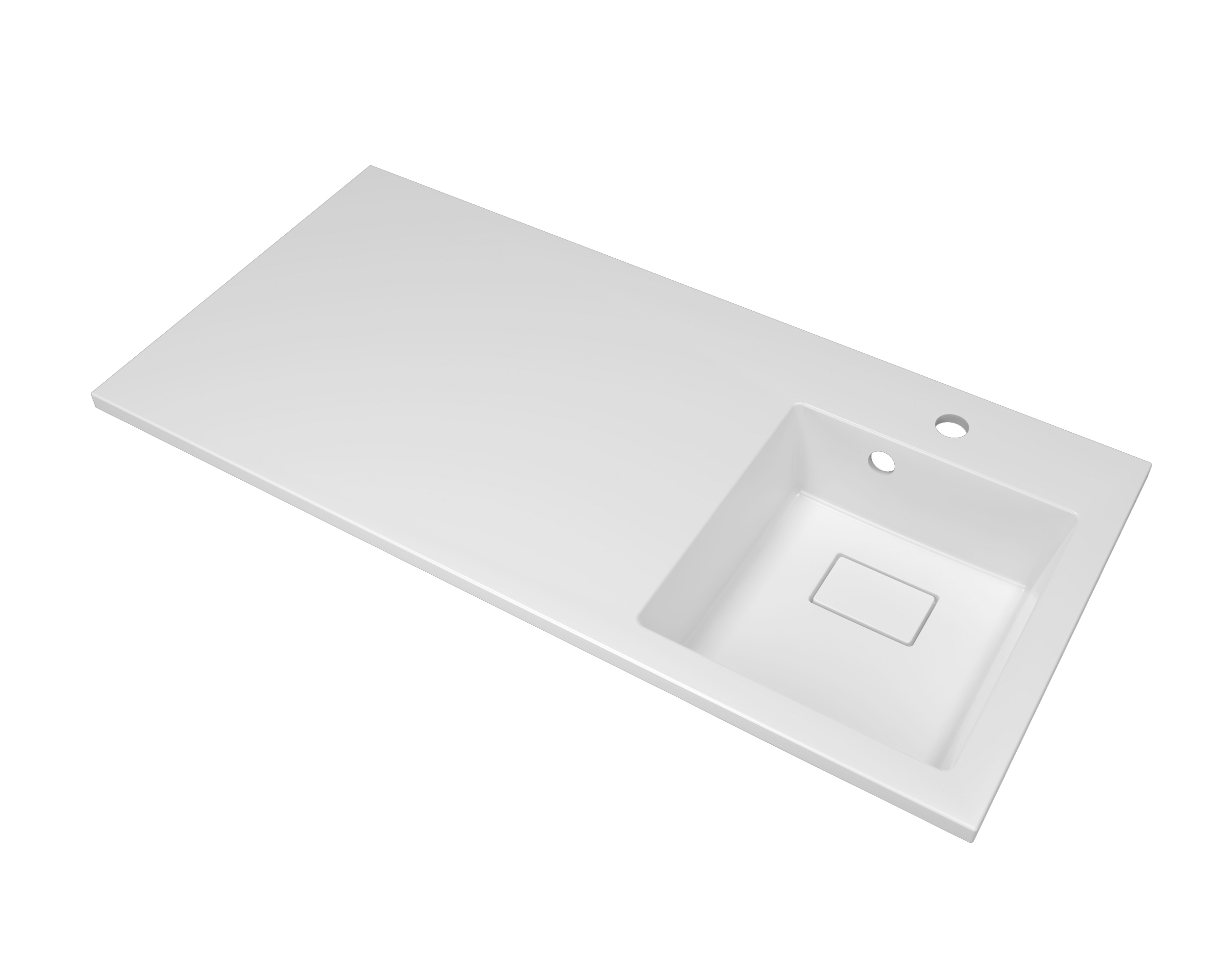 Раковина над стиральной машиной Florentina Аванти 100R БК глянцевая белая, прямоугольная, литьевой мрамор, со столешницей слева