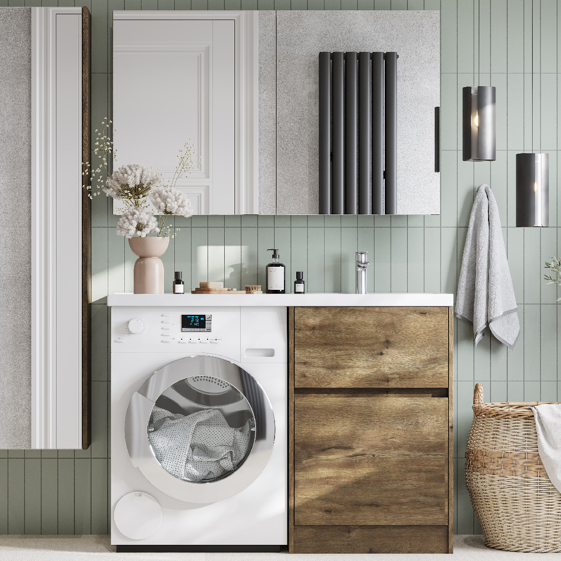 Мебель для ванной комнаты AQUATON Лондри 60 R, дуб рустикальный