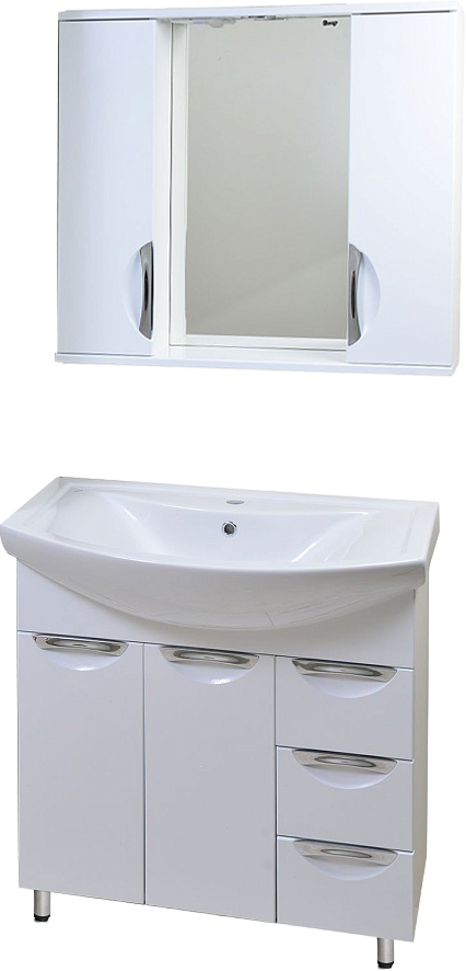 Мебель для ванной комнаты Emmy Милли 80 белая глянцевая, 3 ящика