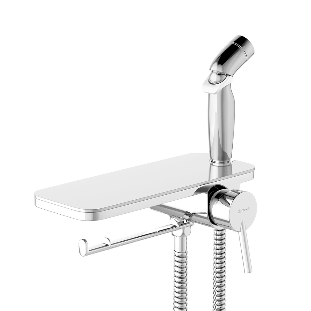 Гигиенический душ Damixa Jupiter 773500001 со смесителем и полкой, С ВНУТРЕННЕЙ ЧАСТЬЮ, хром