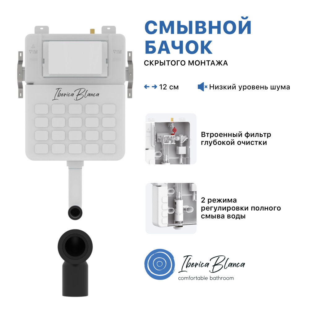 Смывной бачок скрытого монтажа Iberica Blanca Lavado IBLAV2 с шумоизоляцией