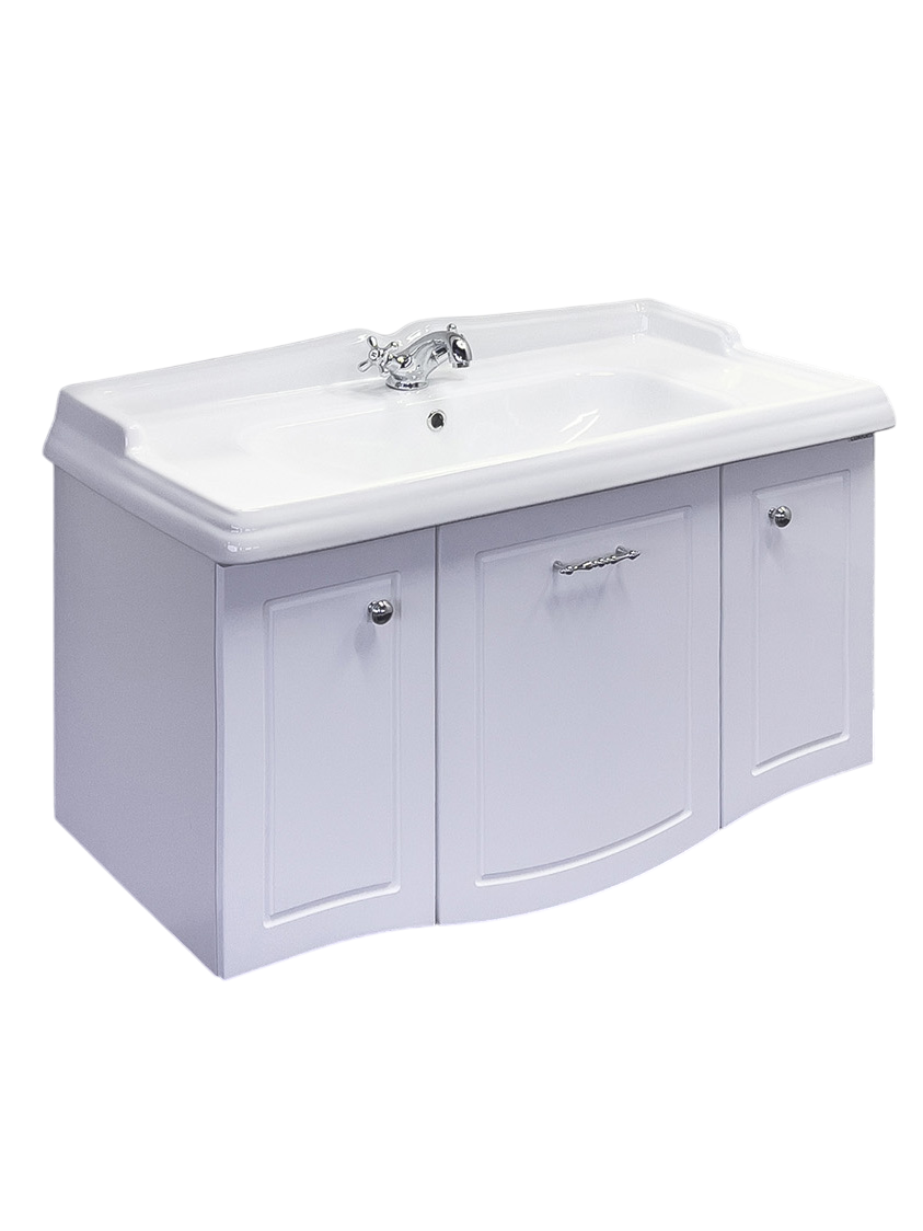 Тумба с раковиной Comforty Палини 100 подвесная, белый глянец