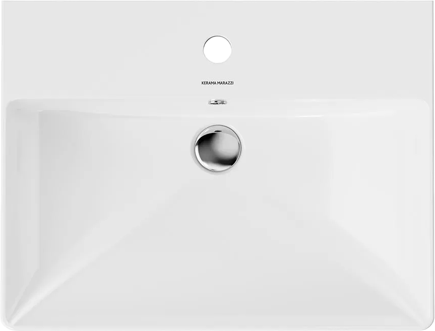 Мебельная раковина KERAMA MARAZZI Pro 55 накладная, глянцевая белая, прямоугольная, фаянс