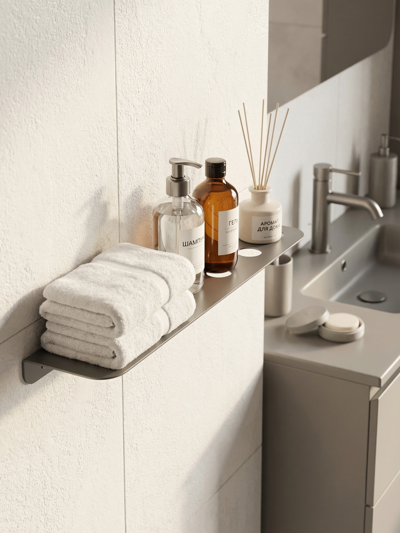 Полка под зеркало STWORKI Стокгольм S36379GB 45 см, вороненая сталь