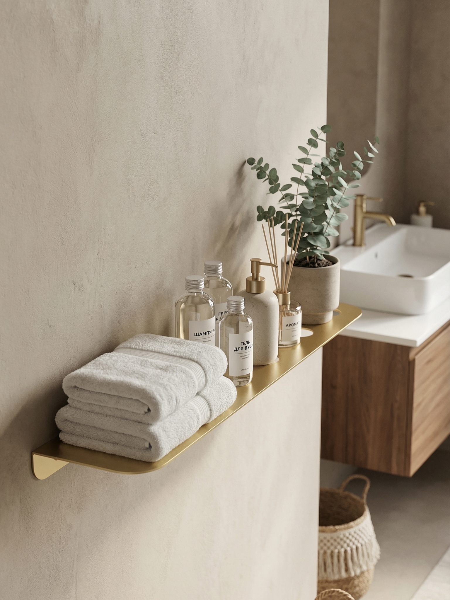 Полка под зеркало STWORKI Стокгольм S36379GM 45 см, матовое золото