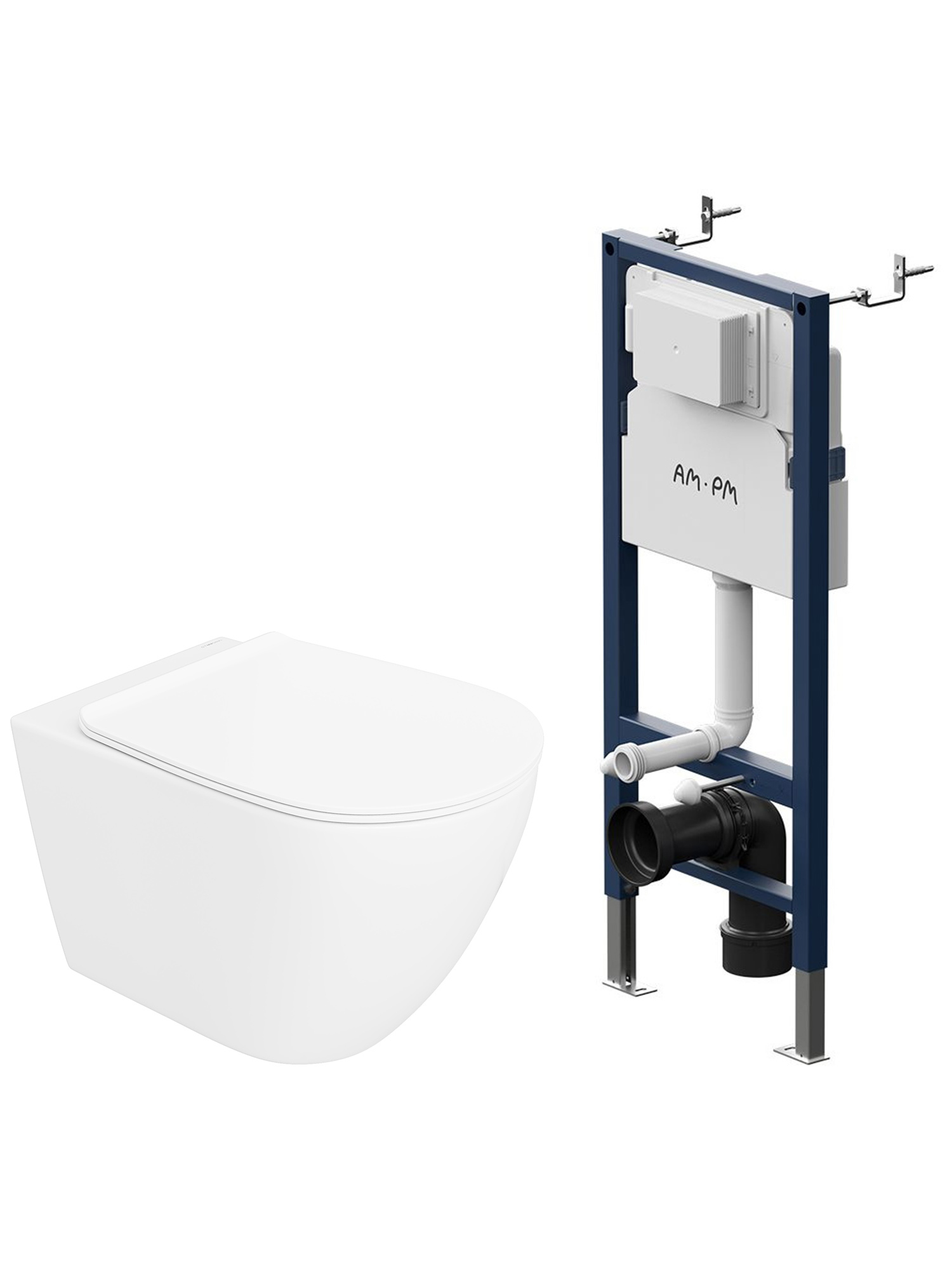 Комплект 3 в 1: Инсталляция AM.PM PrimeFit I012709 + Унитаз подвесной STWORKI Готланд S13401WH безободковый, с микролифтом + Комплект шумоизоляции