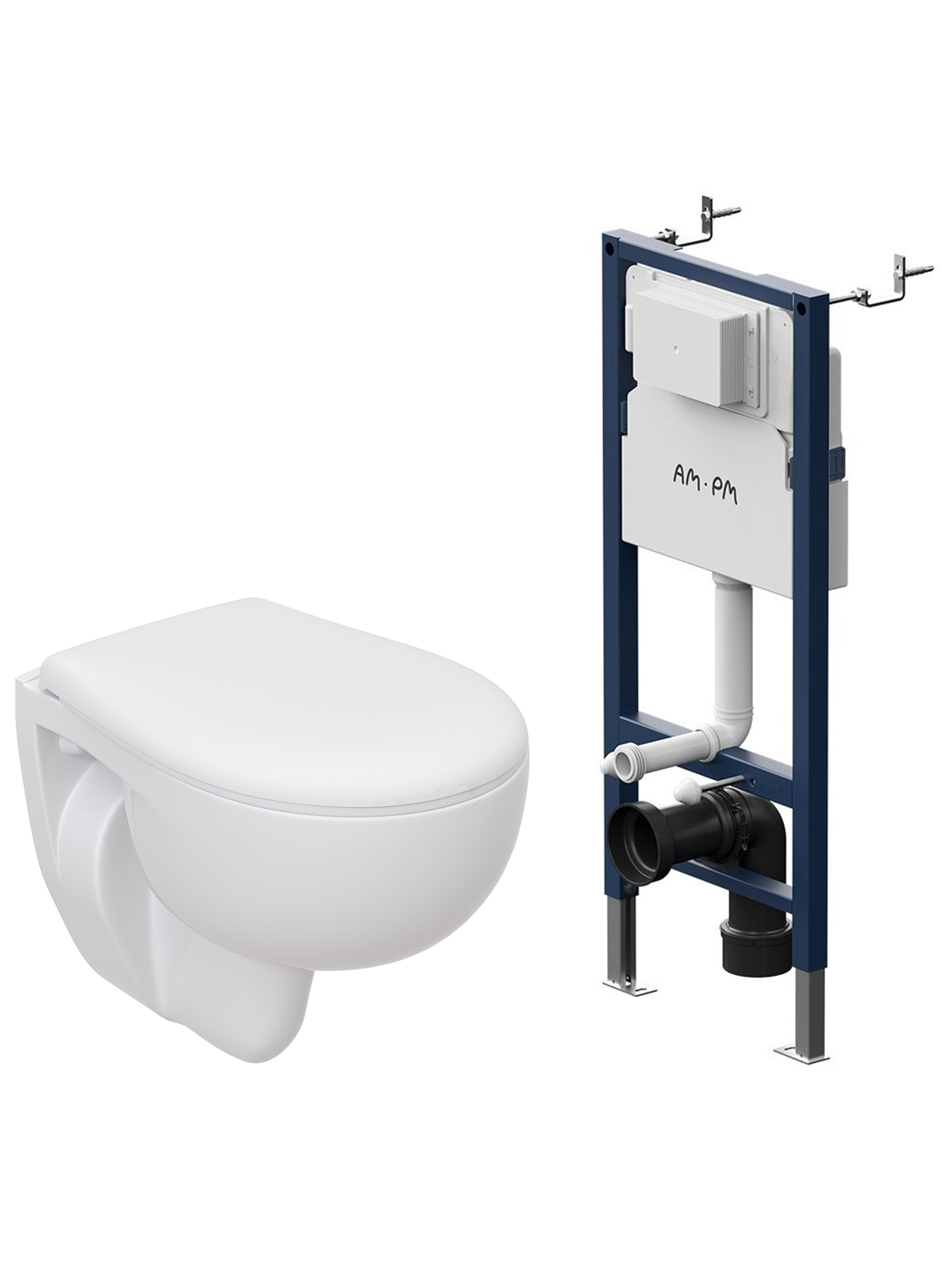 Комплект 3 в 1 Унитаз подвесной Seramiksan Natura A051041H + Сиденье AG50002 + Инсталляция AM.PM PrimeFit I012709