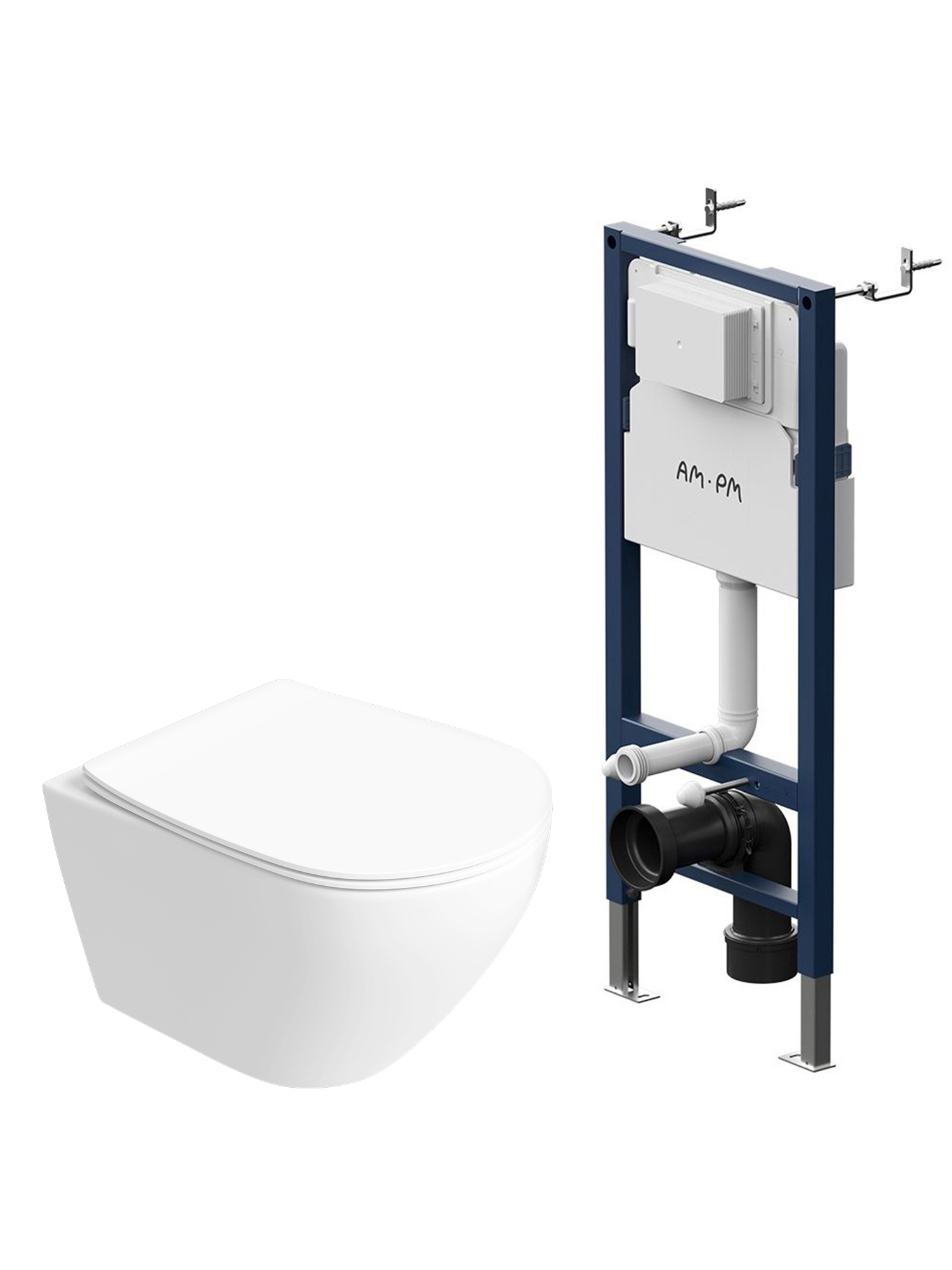 Комплект 3 в 1: Инсталляция AM.PM PrimeFit I012709 + Унитаз подвесной STWORKI Кронборг S28401WH безободковый, с микролифтом + Комплект шумоизоляции