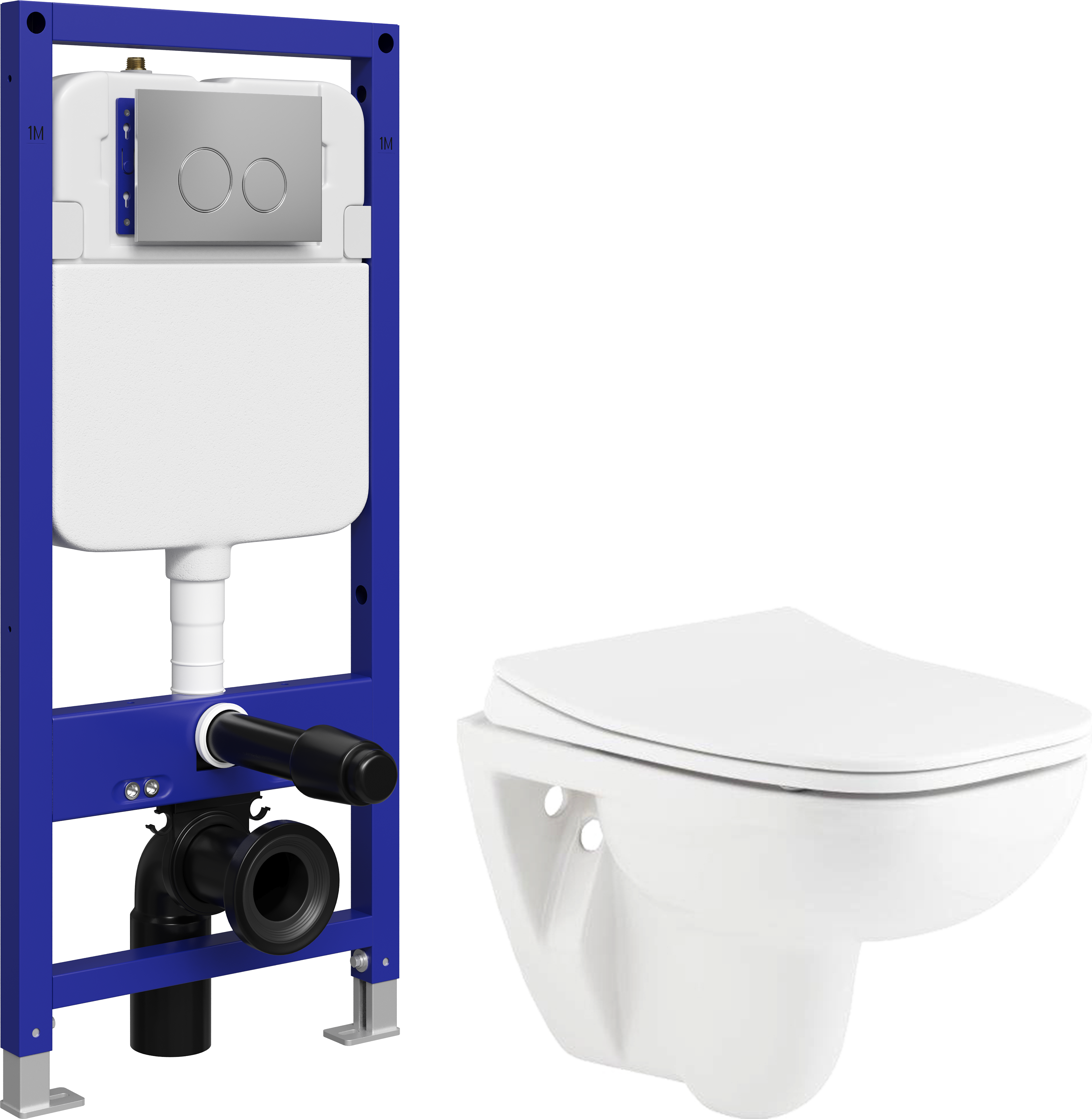 Комплект 5 в 1 Унитаз подвесной Seramiksan Petite A101002H + Сиденье AG50006, с микролифтом + Инсталляция с кнопкой STWORKI Хельсинки S33500CR цвет хром + Шумоизоляция