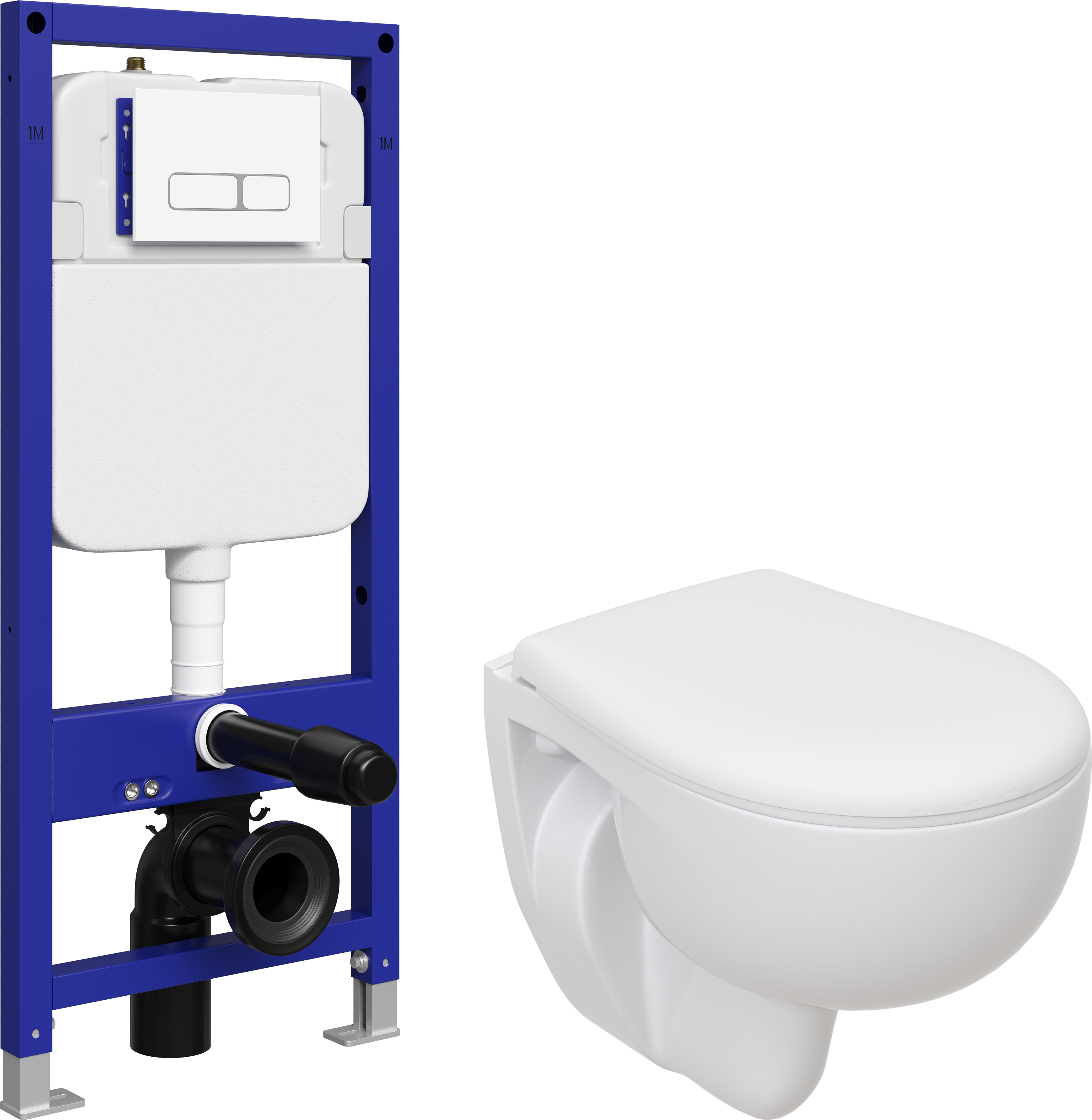 Комплект 5 в 1 Унитаз подвесной Seramiksan Natura A051041H + Сиденье AG50002 + Инсталляция с кнопкой STWORKI Кронборг S28500WH цвет глянцевый белый + Шумоизоляция