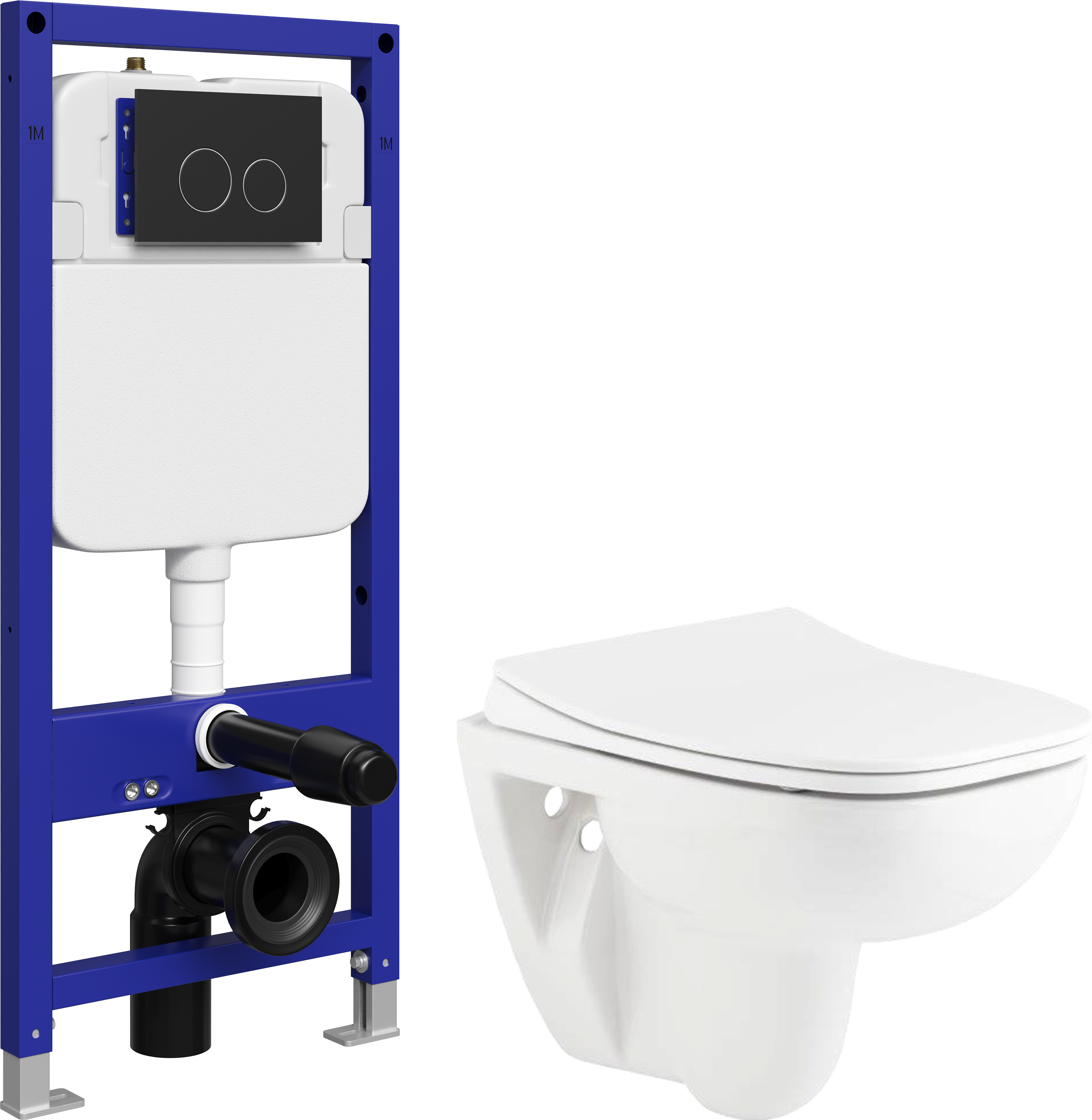 Комплект 5 в 1 Унитаз подвесной Seramiksan Petite A101002H + Сиденье AG50006, с микролифтом + Инсталляция с кнопкой STWORKI Хельсинки S33500BK цвет матовый черный + Шумоизоляция